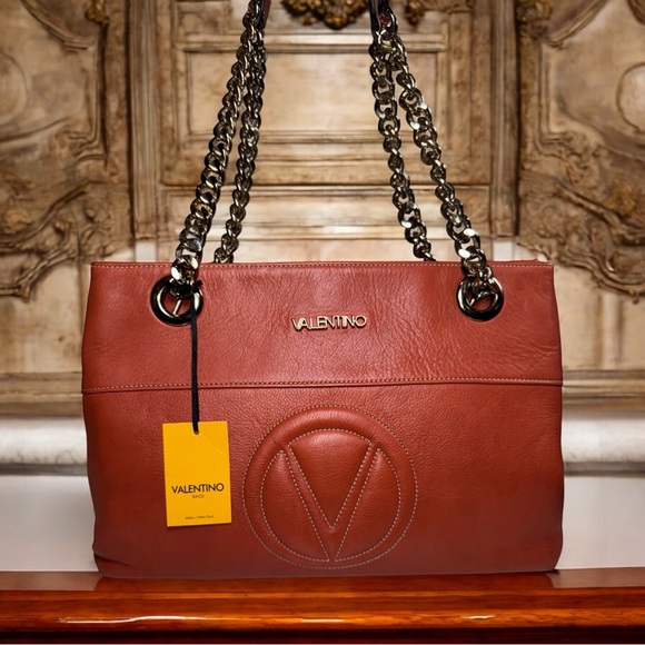 Mario Valentino Karina VA6107 Italian Leather Terracotta Bag NWT Authentic VTG - Picture 1 of 15
